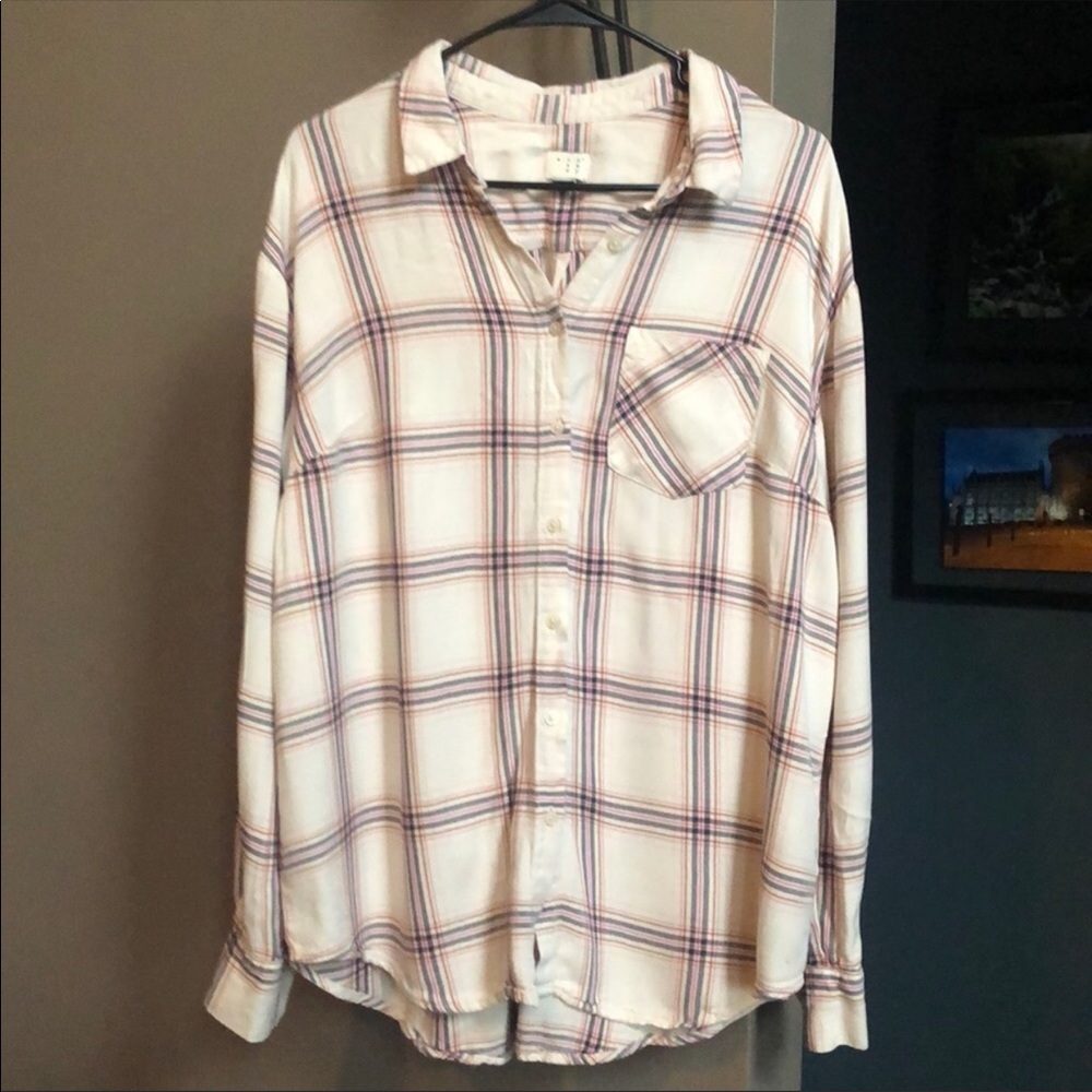 Pink Button Up Flannel Shirt